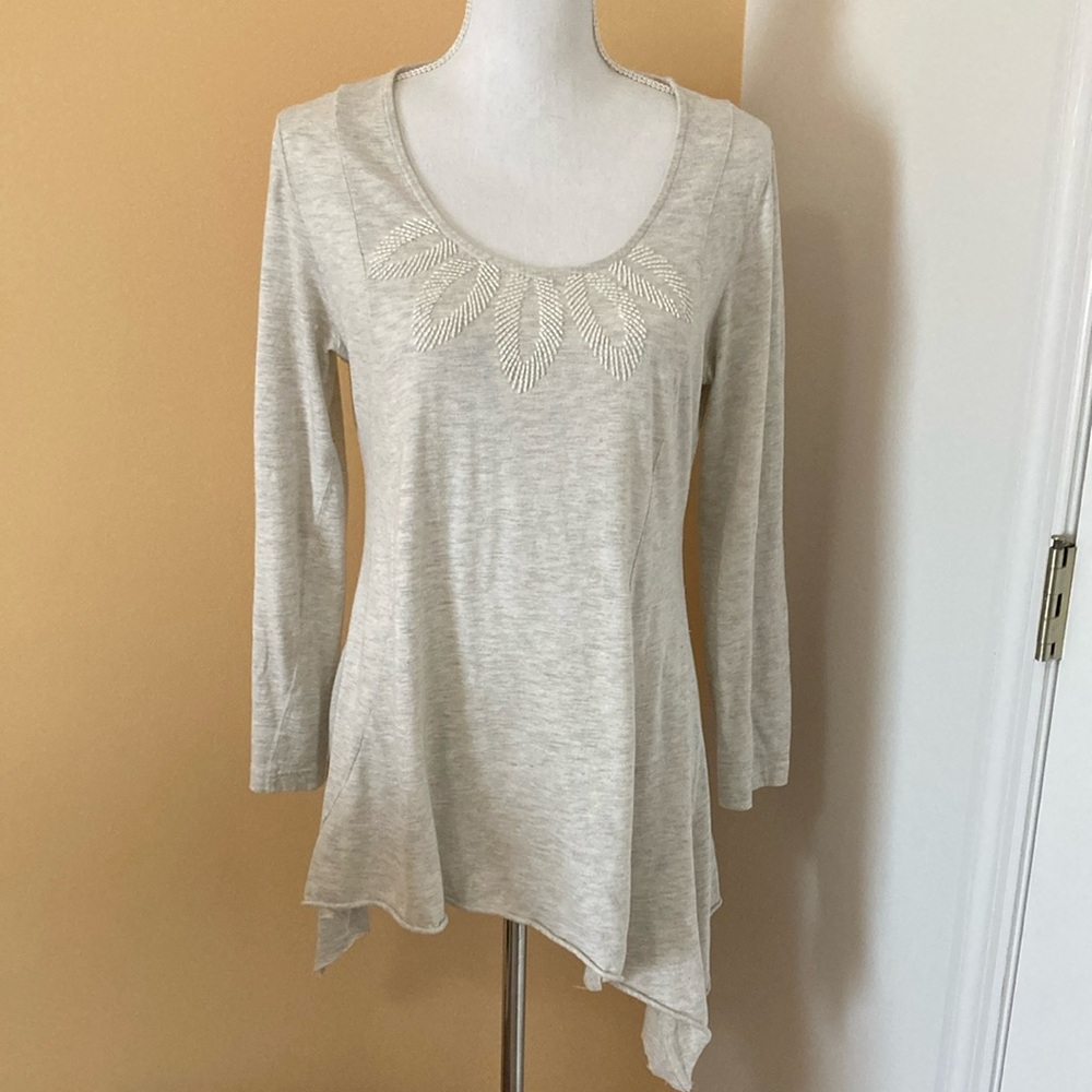 Women's Cream Asymmetrical Top